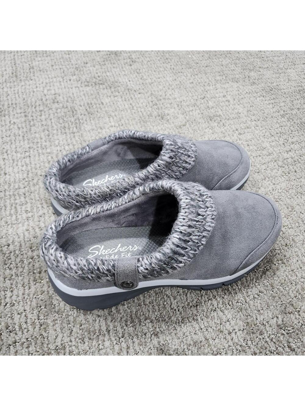 Skechers Easy Going Good Gray Mule Slippers With Cable Knit Collar Size 8.5 - Picture 10 of 13
